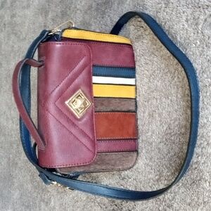 Bessie London patchwork mini satchel with detachable crossbody strap